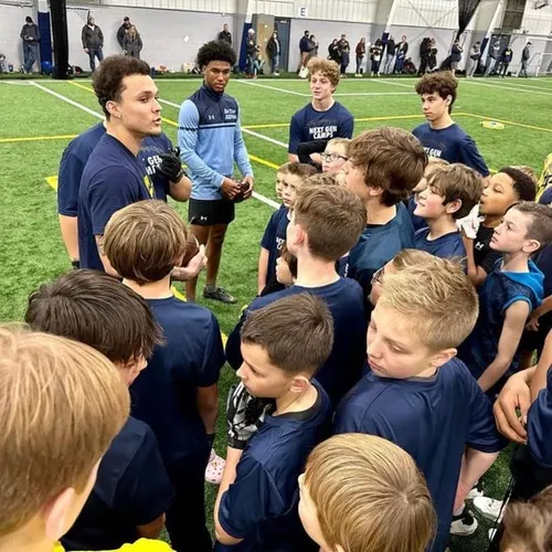 A youth team huddle